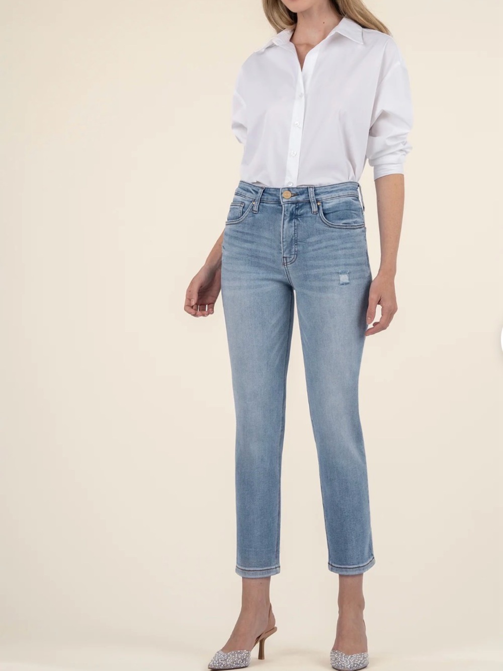 Kut Rachel Light Wash Women's Straight Leg Jeans - Blue